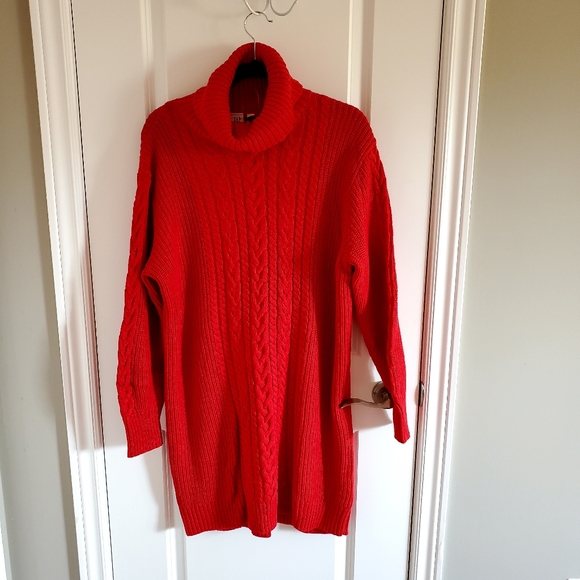NWT GAP red turtleneck cable knit dress size XL - Picture 1 of 8